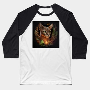 Abyssinian Cat Nature Theme Baseball T-Shirt